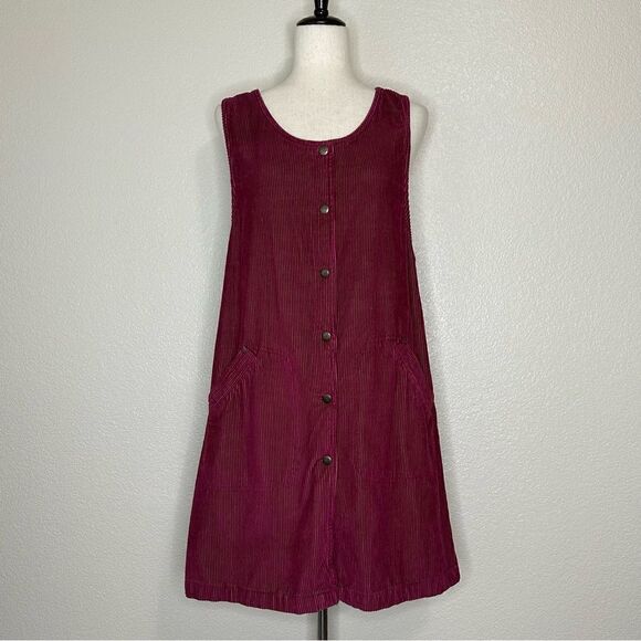 Blue J. 100% Cotton Corduroy Burgundy Button Down Sleeveless Dress - Picture 1 of 12